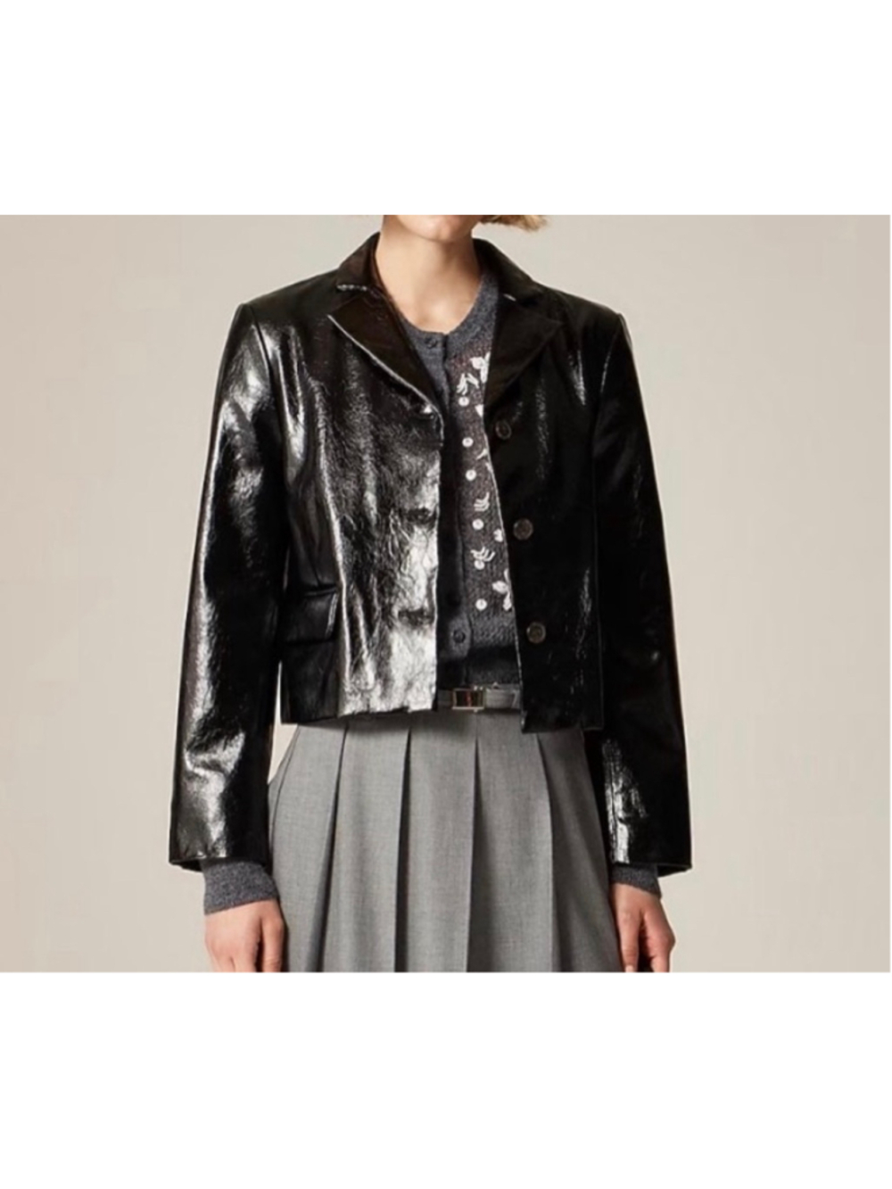 J. Crew Collection Shirt-Jacket In Faux Distressed Leather NWT Modern Chic Sz 8